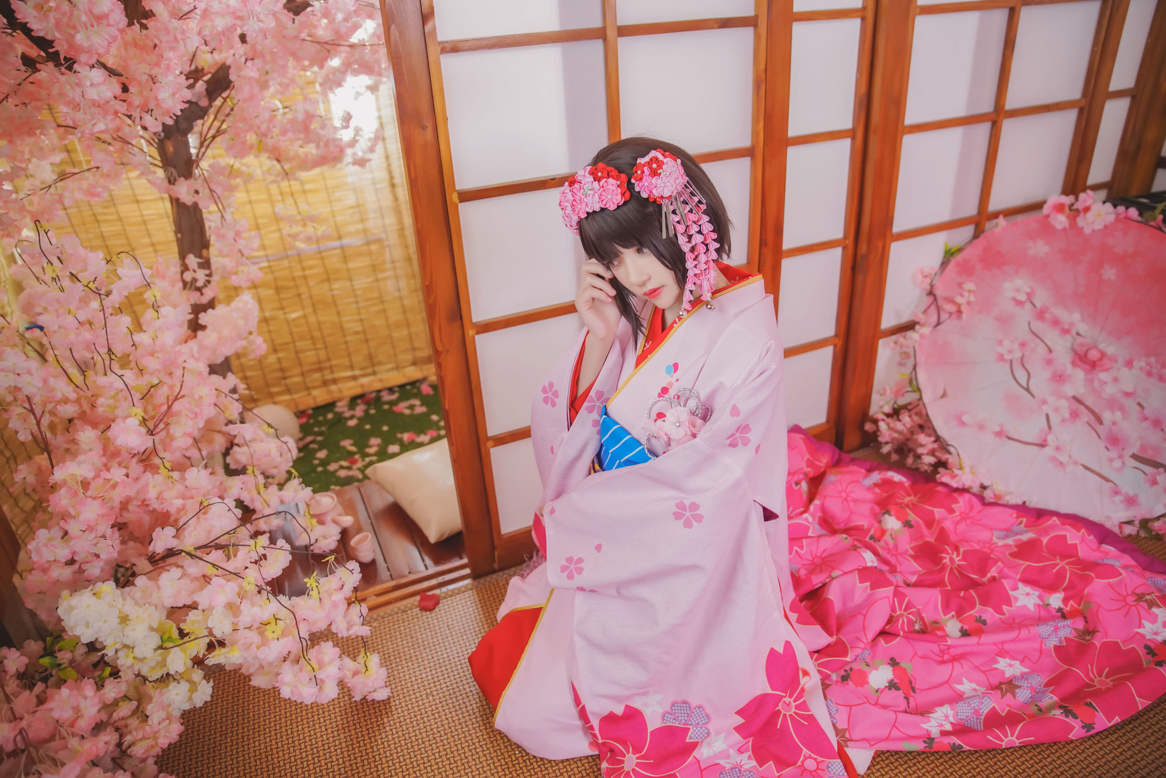 [网红COSER] 桜桃喵 - (加藤惠)和服COS系列  写真套图1 