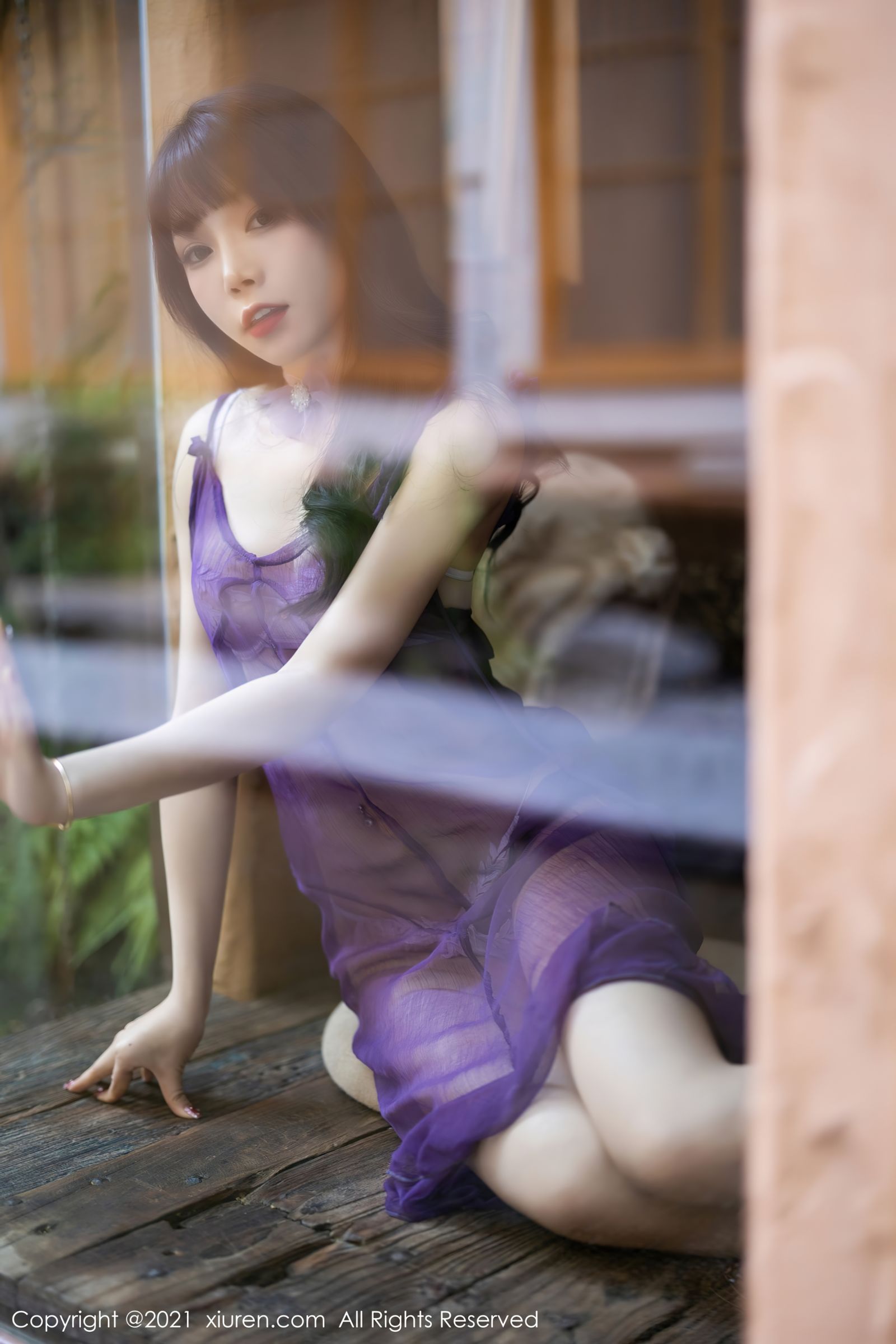 [XiuRen秀人网]-No.4410-芝芝Booty-紫色透明轻纱长裙丝袜-套图之家